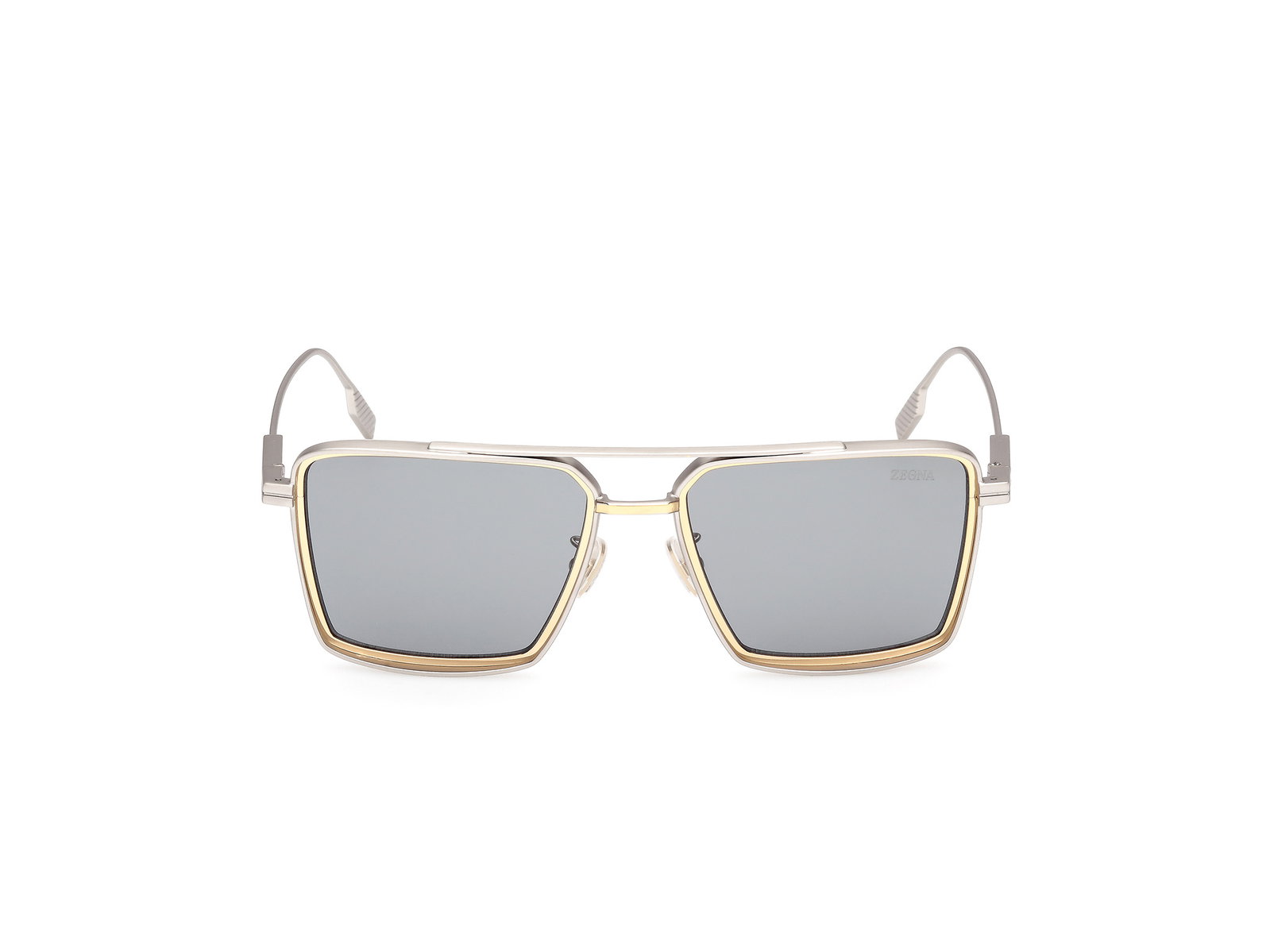 Das Bild zeigt die Zegna Sonnenbrille 0257 in matt palladium von vorne.
